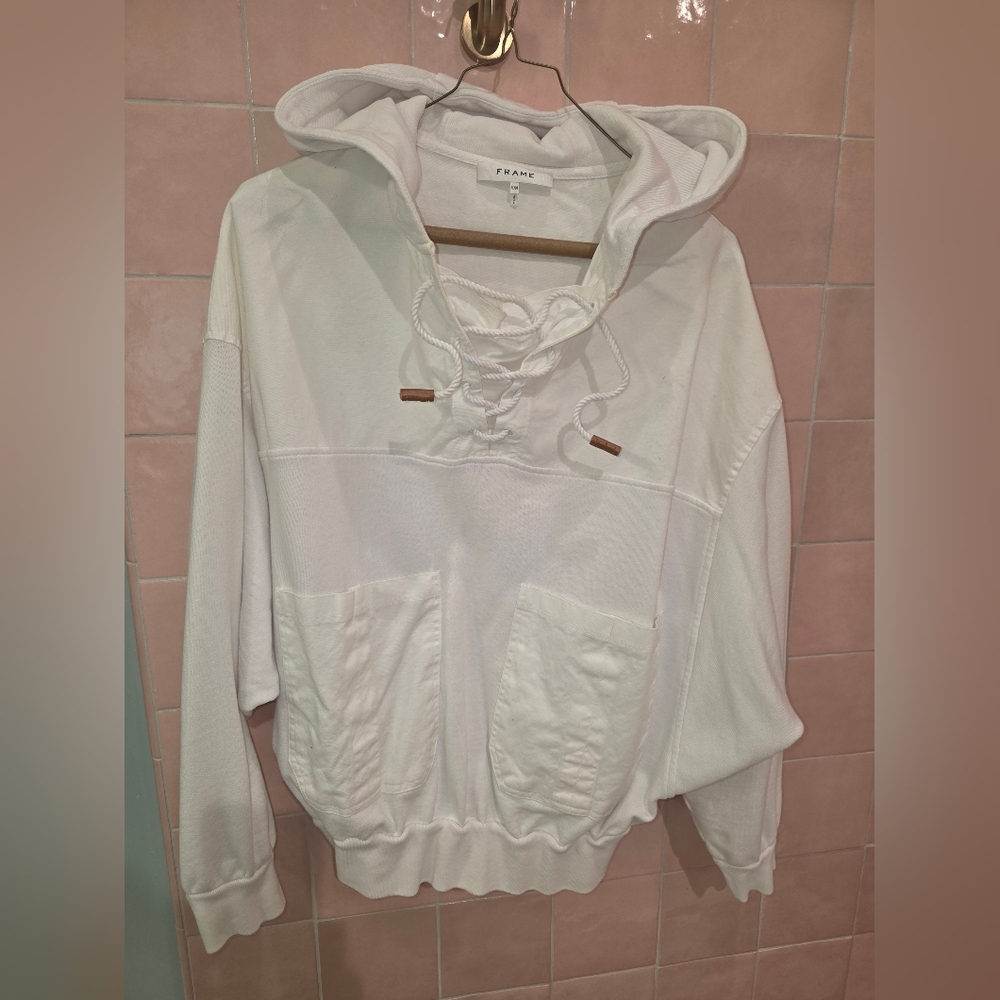 Frame Denim Women's White Lace-Up Hoodie